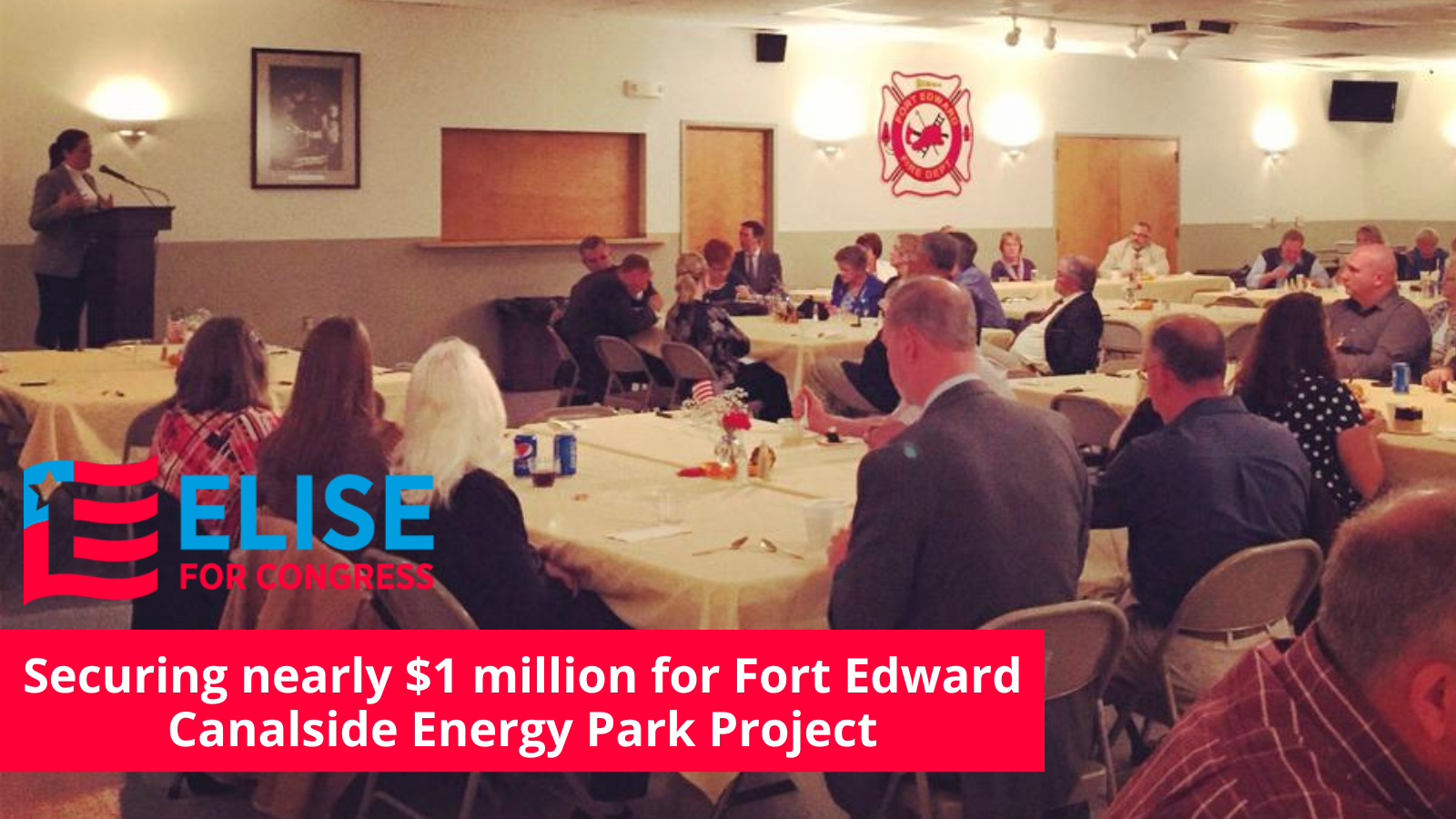Securing nearly 1 million for Fort Edward Canalside Energy Park Project Elise for Congress